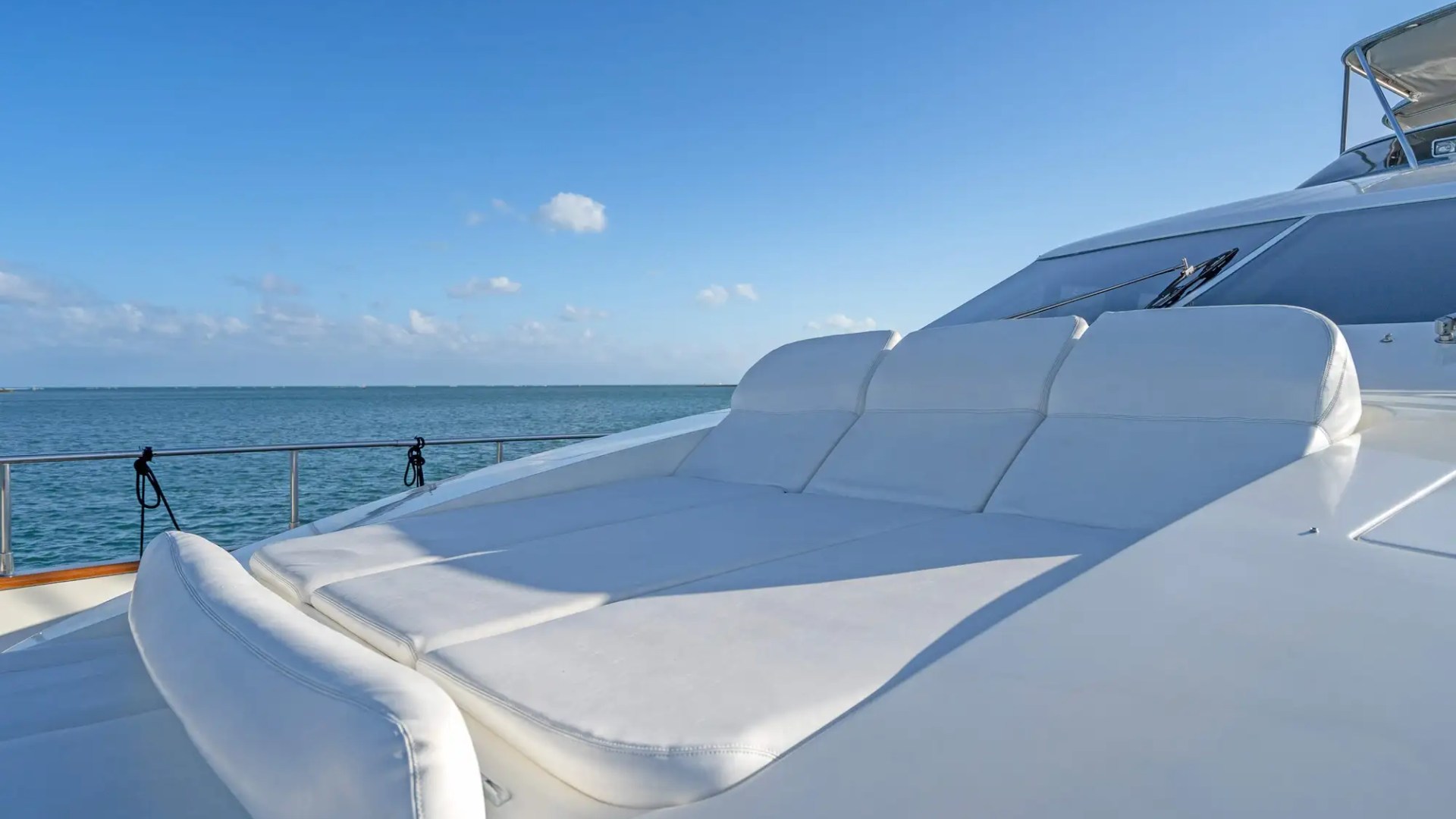 90' Azimut yacht charter bow sunpad seating Miami Beach Biscayne Bay