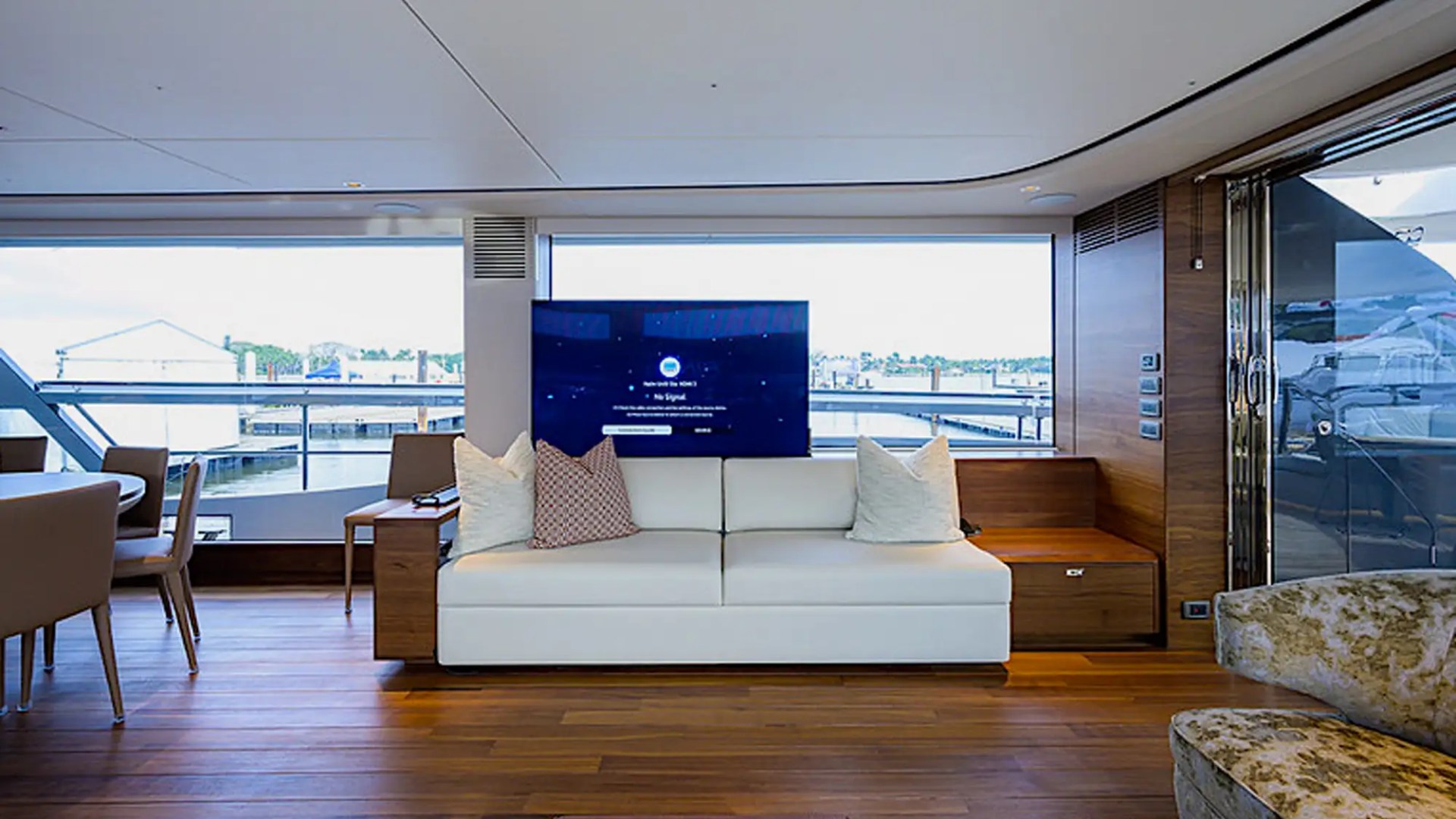 Interior lounge sectional on 100′ Princess Miami