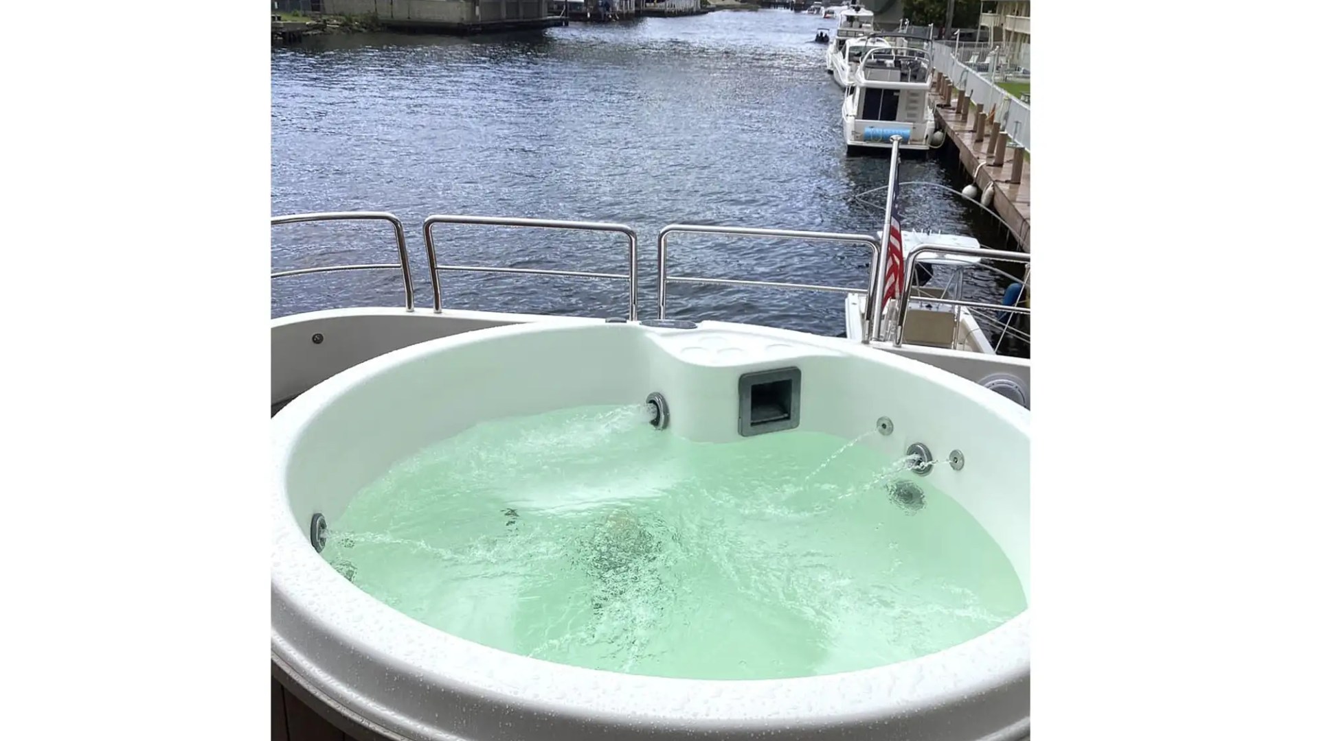 Flybridge helm on 100′ Azimut Miami