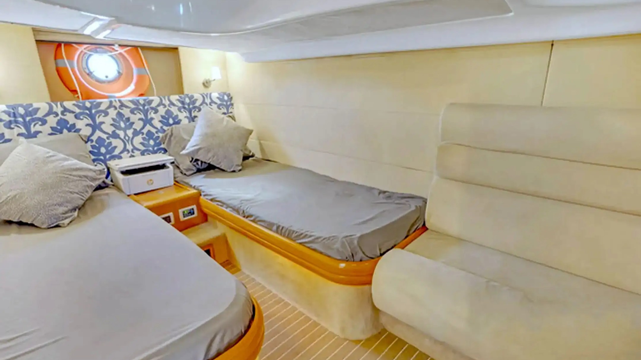 50′ Cranchi bow seating area Key Biscayne