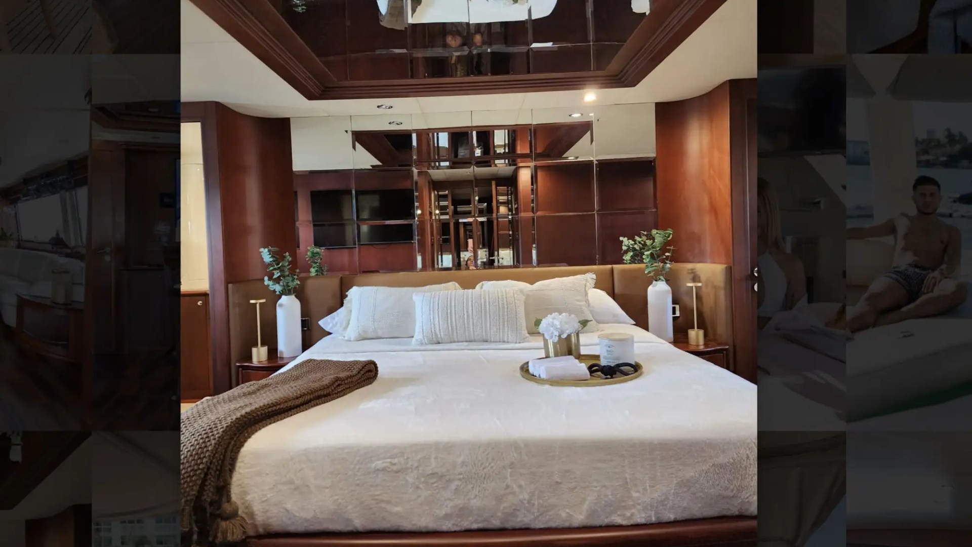 Master stateroom on 100′ Azimut Miami