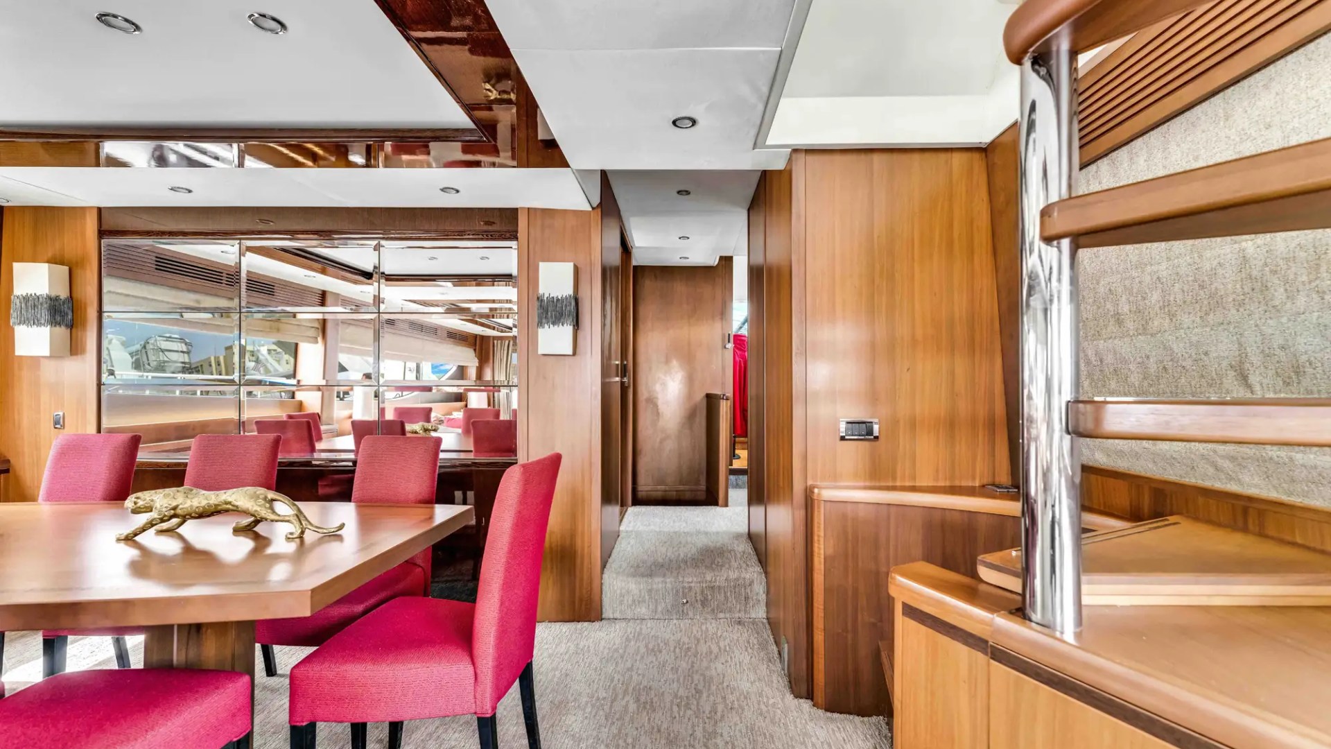 88' Princess yacht charter dining area interior Miami Beach luxury yacht
