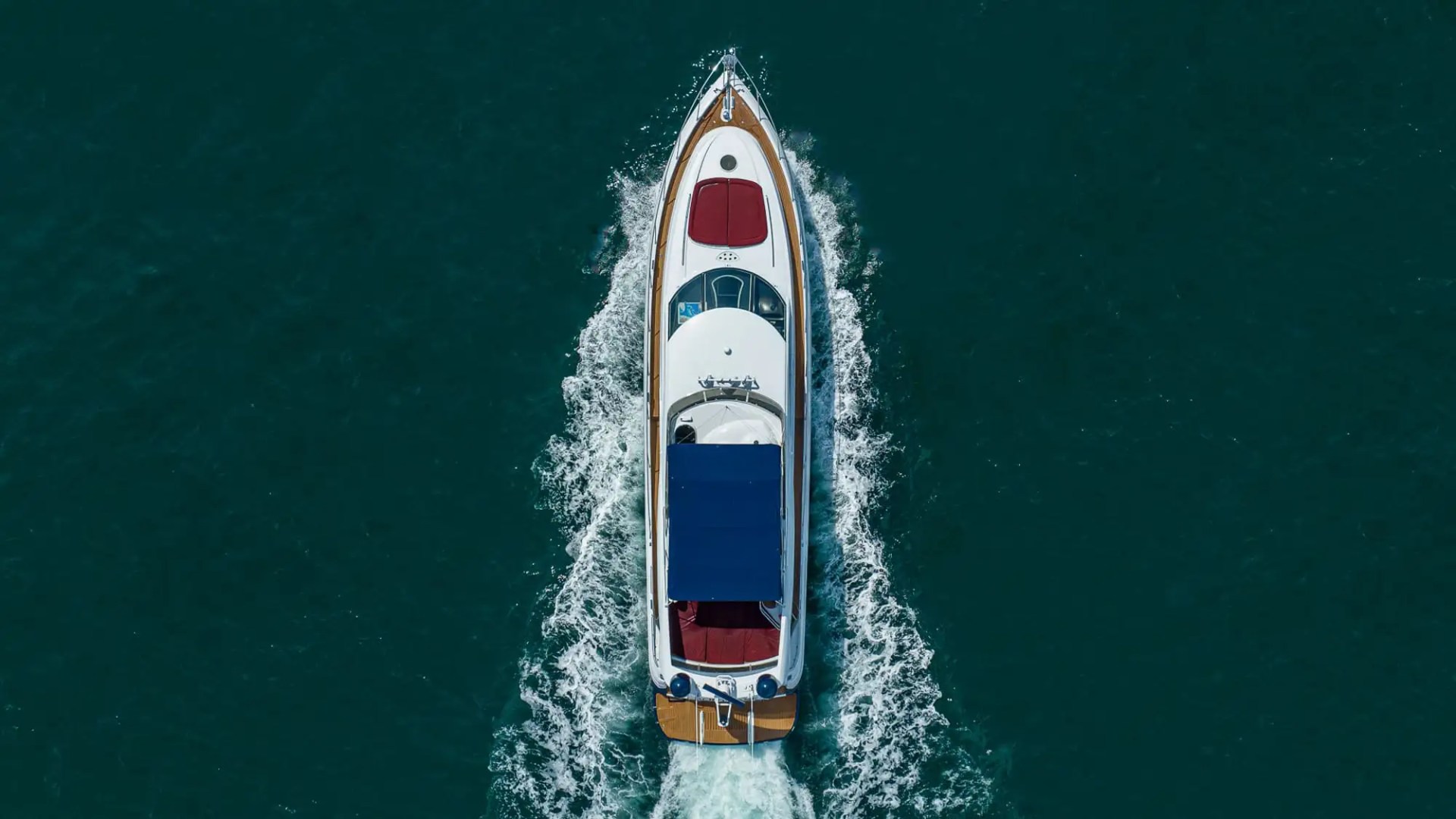 Drone aerial view of 80′ Sunseeker Miami