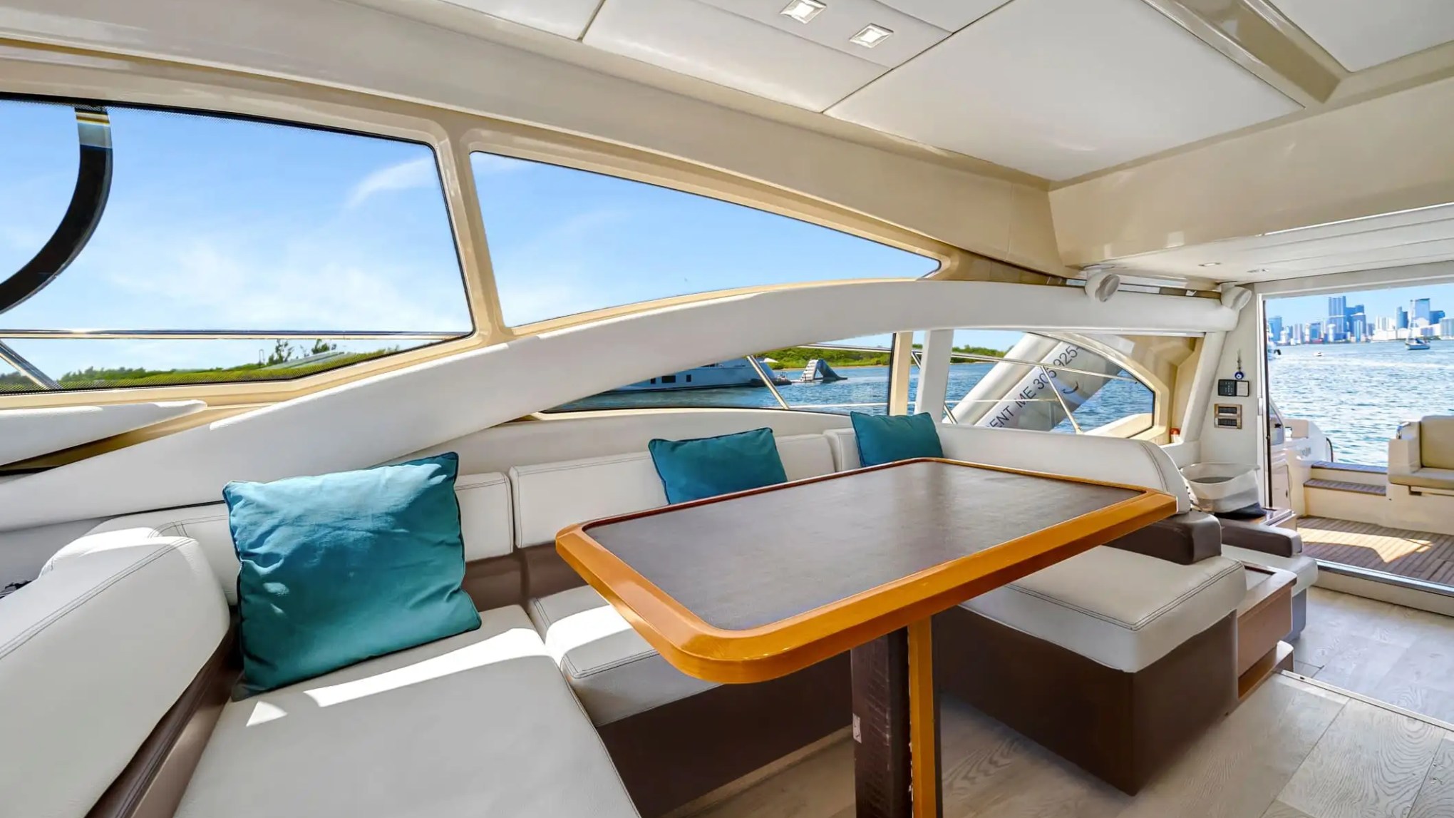 62′ Azimut yacht interior lounge seating
