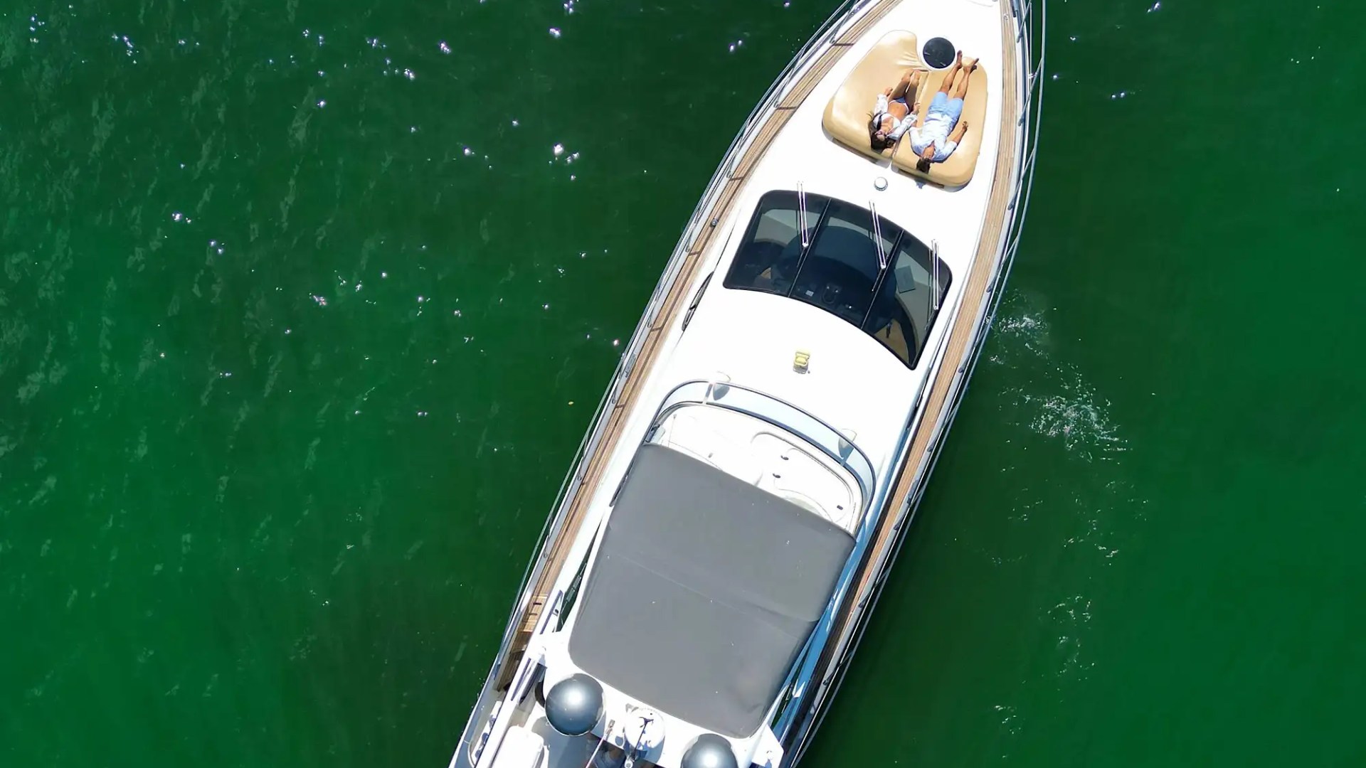 57′ Azimut yacht drone shot anchored near Miami Beach
