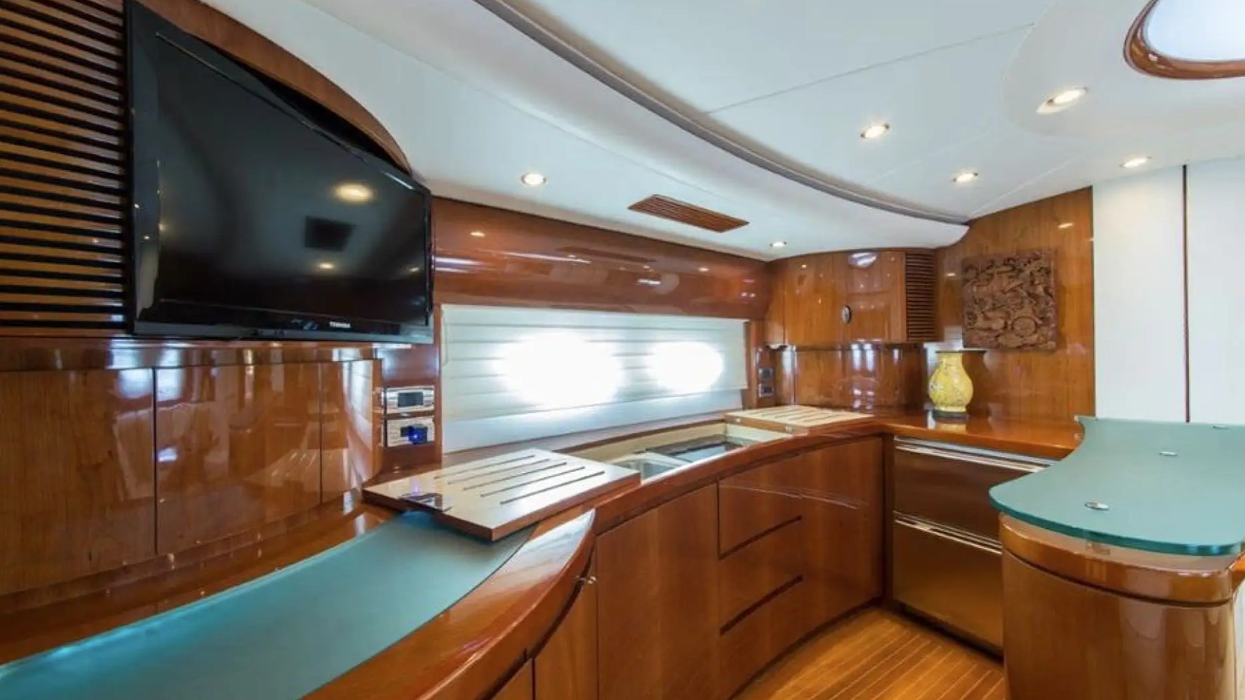 70' Princess yacht charter galley kitchen interior Miami Beach