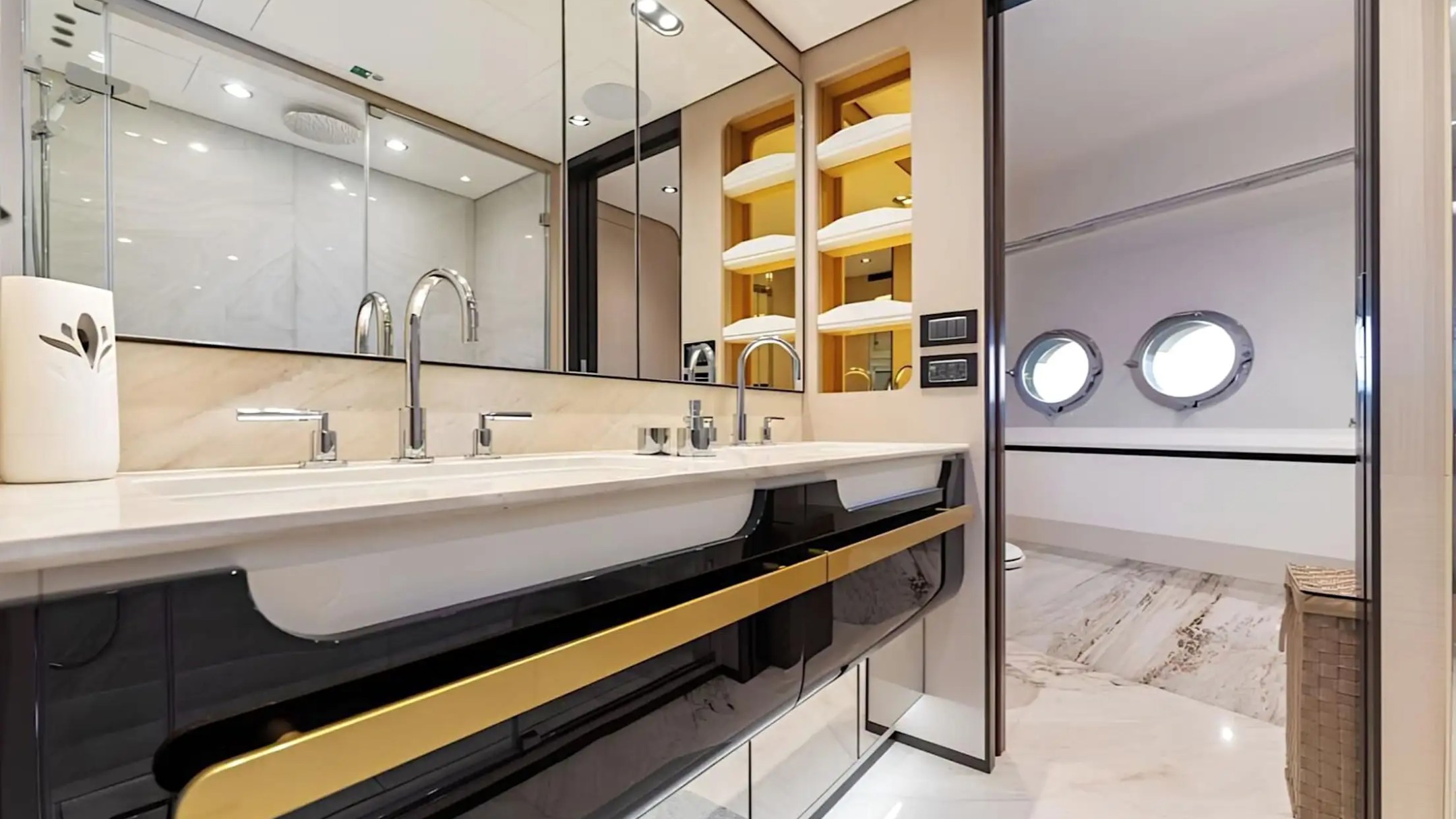 Ensuite bathroom on 88′ Azimut Miami