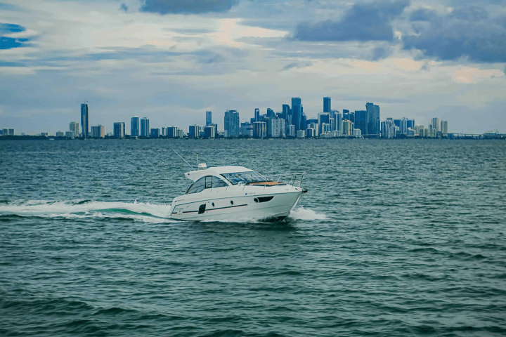 38′ Beneteau shaded lounge area Key Biscayne