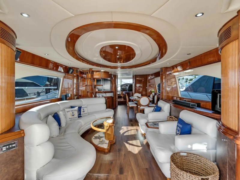 90' Azimut yacht charter luxury salon Miami Beach yacht rental interior