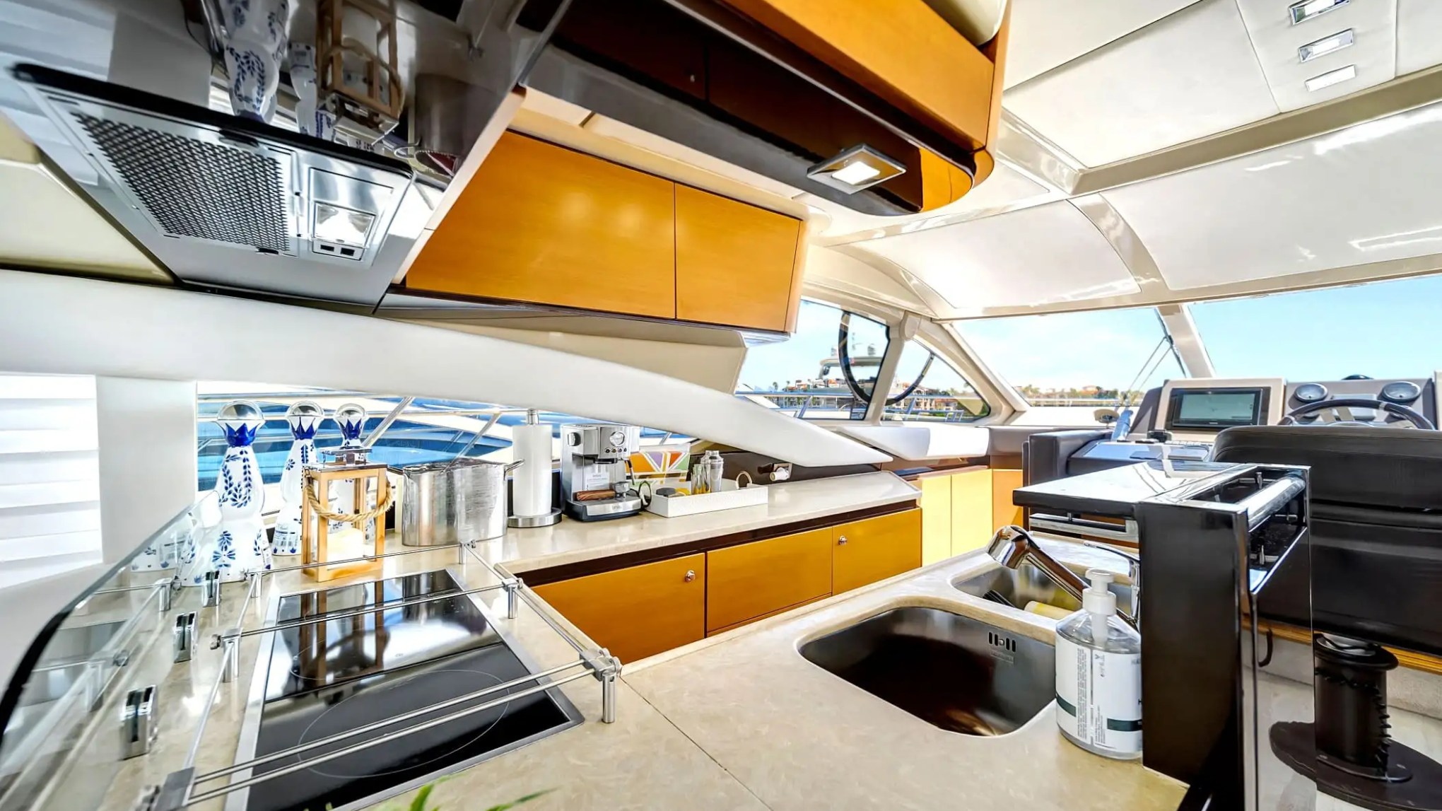 62′ Azimut yacht galley with appliances