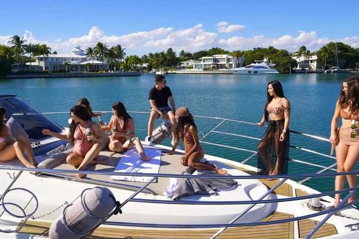 50′ Cranchi evening deck ambiance Key Biscayne