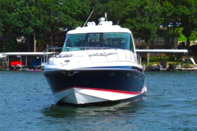 Aerial skyline + ocean combo on 48′ Formula Miami