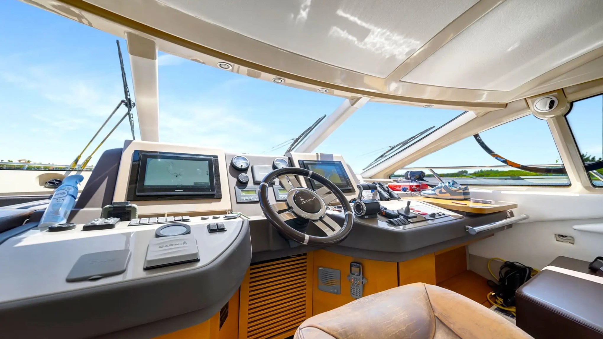 62′ Azimut yacht interior helm station