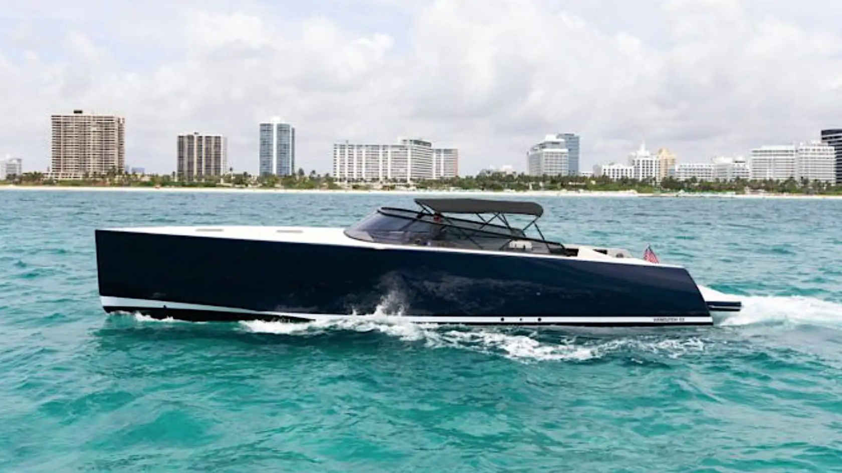 55′ VanDutch yacht top-down cruising Biscayne Bay