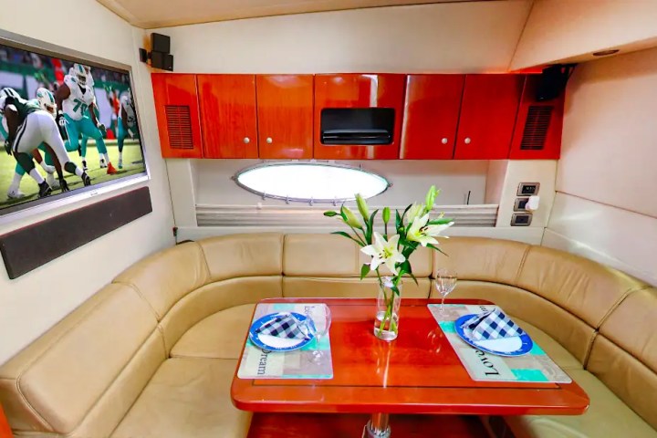 Window view from cabin on 48′ Formula Miami