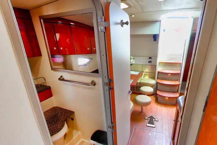 Companionway into cabin on 48′ Formula Miami