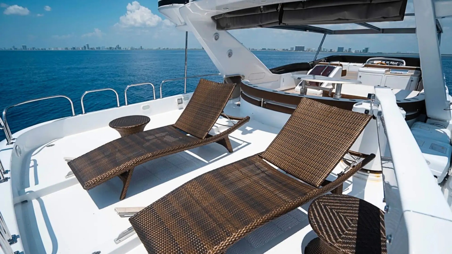 Flybridge sunpad area on 85′ Azimut Miami