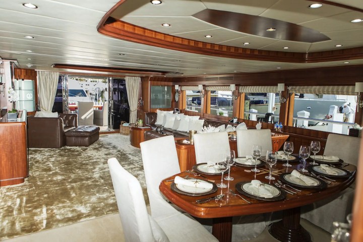 Panoramic saloon windows on 103′ Johnson Key Biscayne