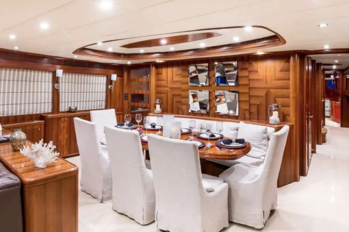 Interior table game area on 103′ Johnson Key Biscayne