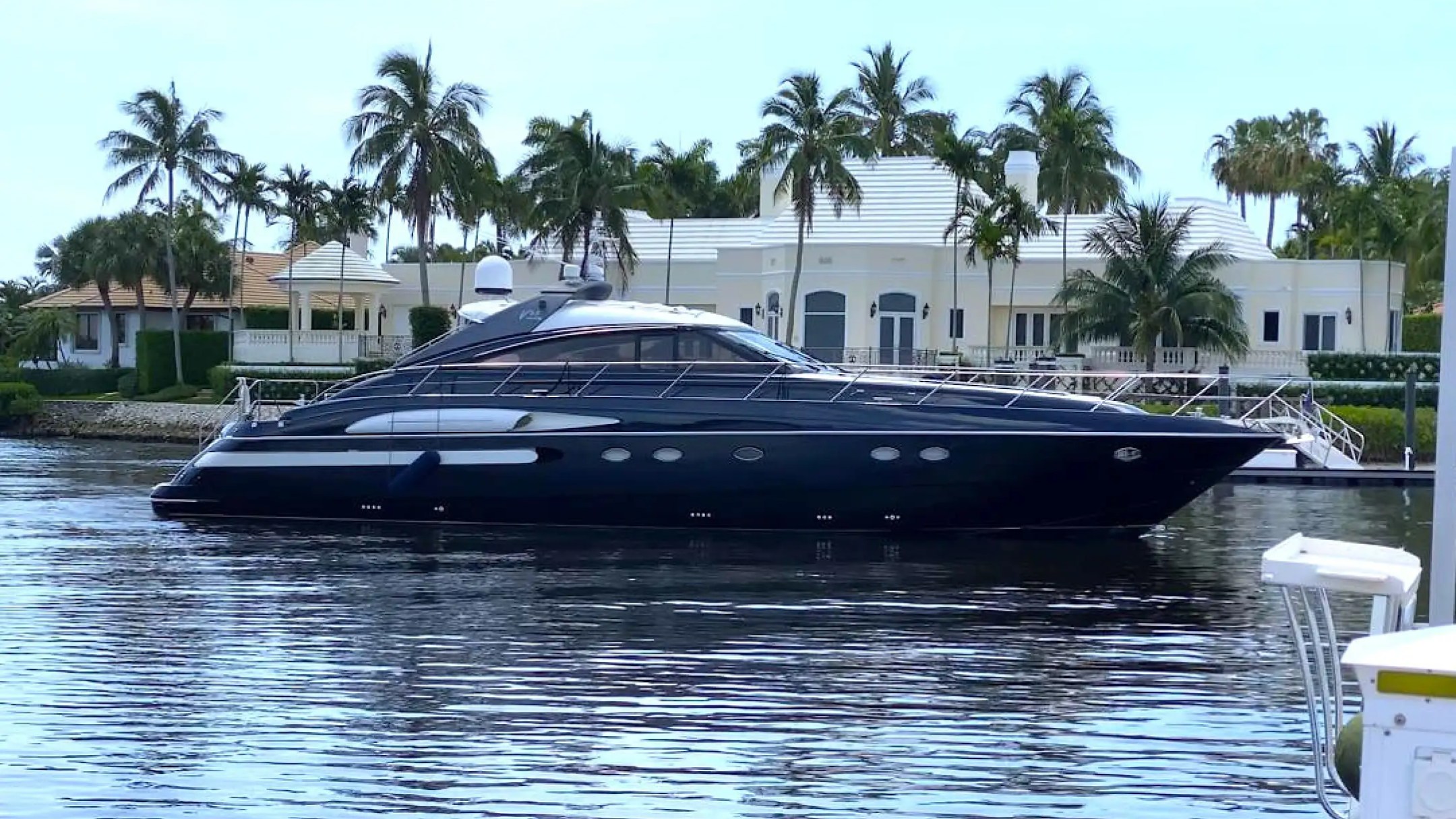 70' Princess yacht charter profile view cruising Miami Beach waterfront