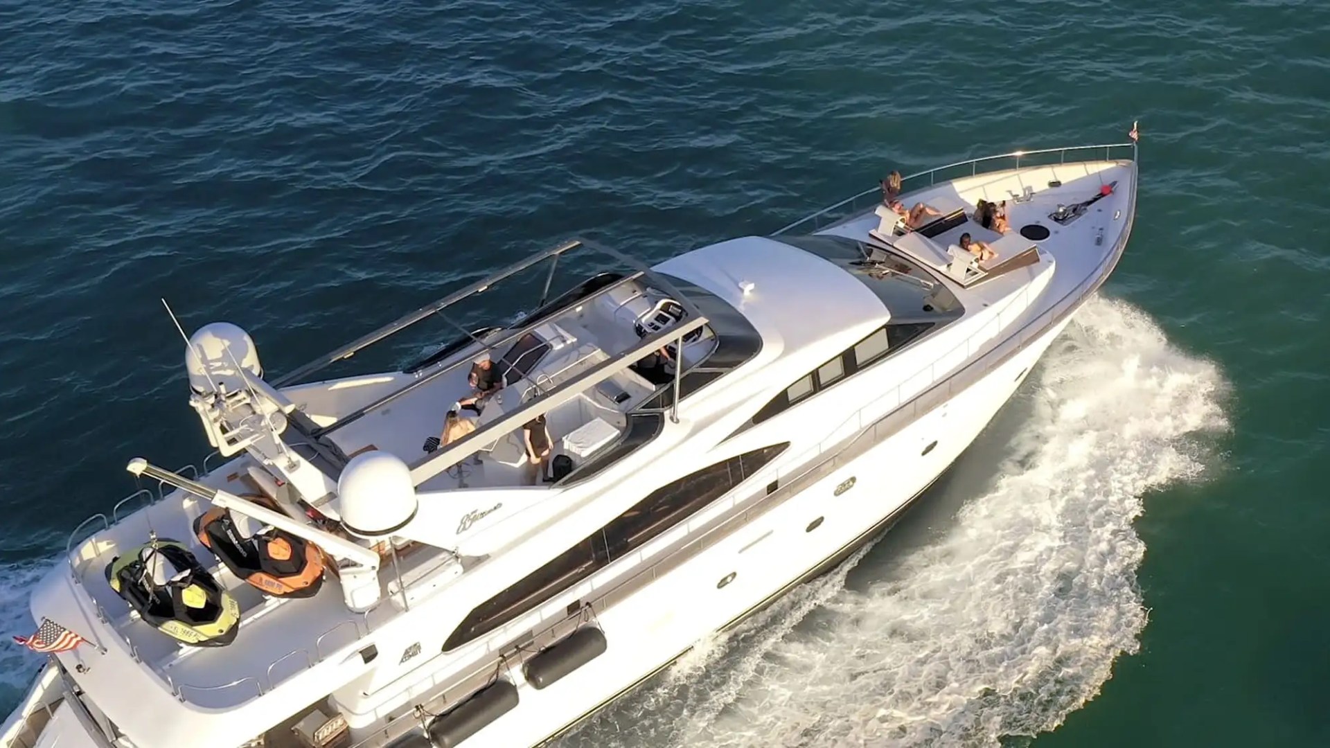 Underway cruising shot of 85′ Azimut Miami