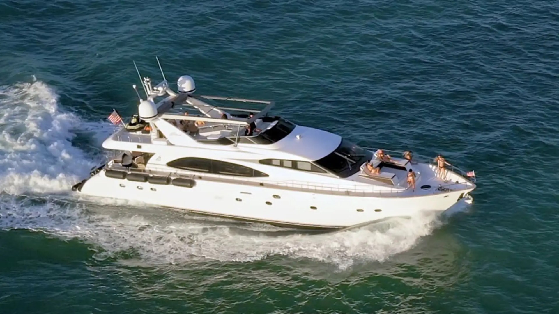 Drone aerial view of 85′ Azimut Miami
