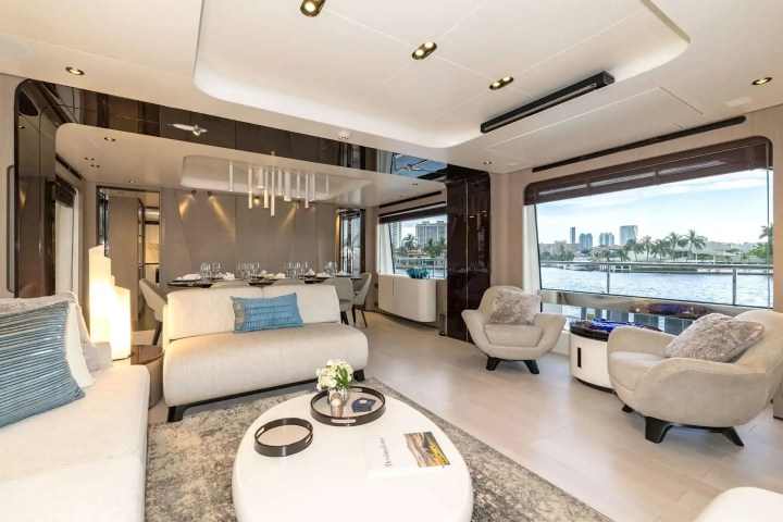 88′ Azimut main salon interior Nassau