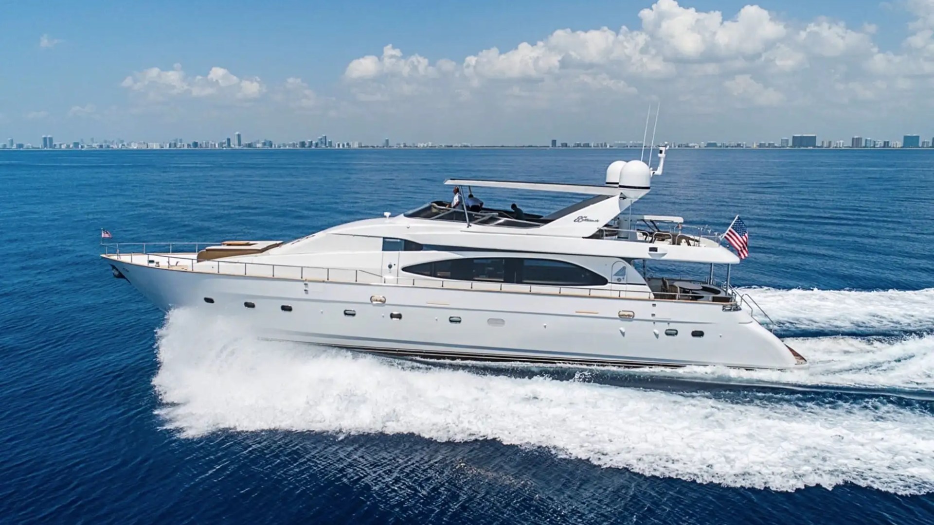 Top-angle drone orbit on 85′ Azimut Miami