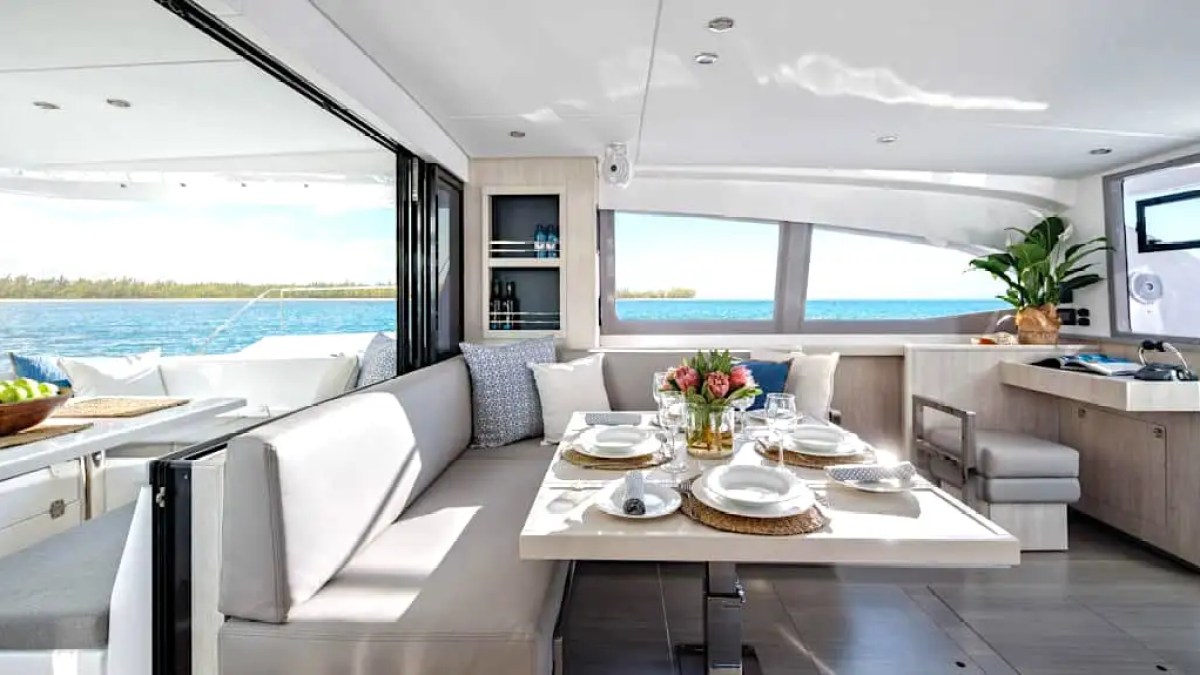 Interior dining table with seating setup