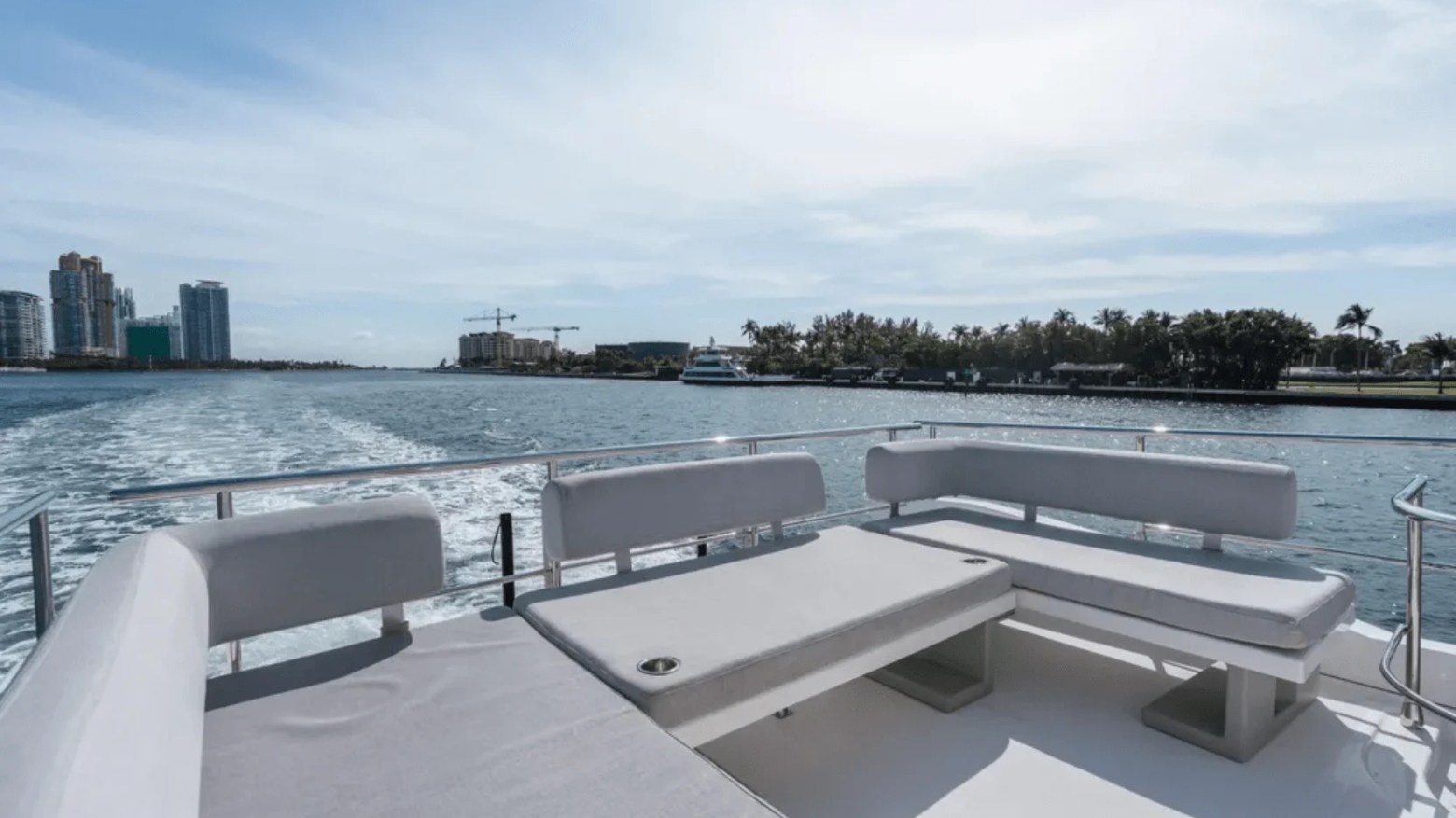 50′ Azimut yacht cruising at golden hour