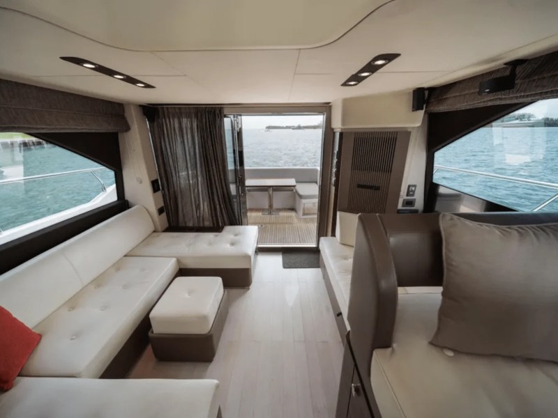 50′ Azimut yacht interior salon with panoramic windows