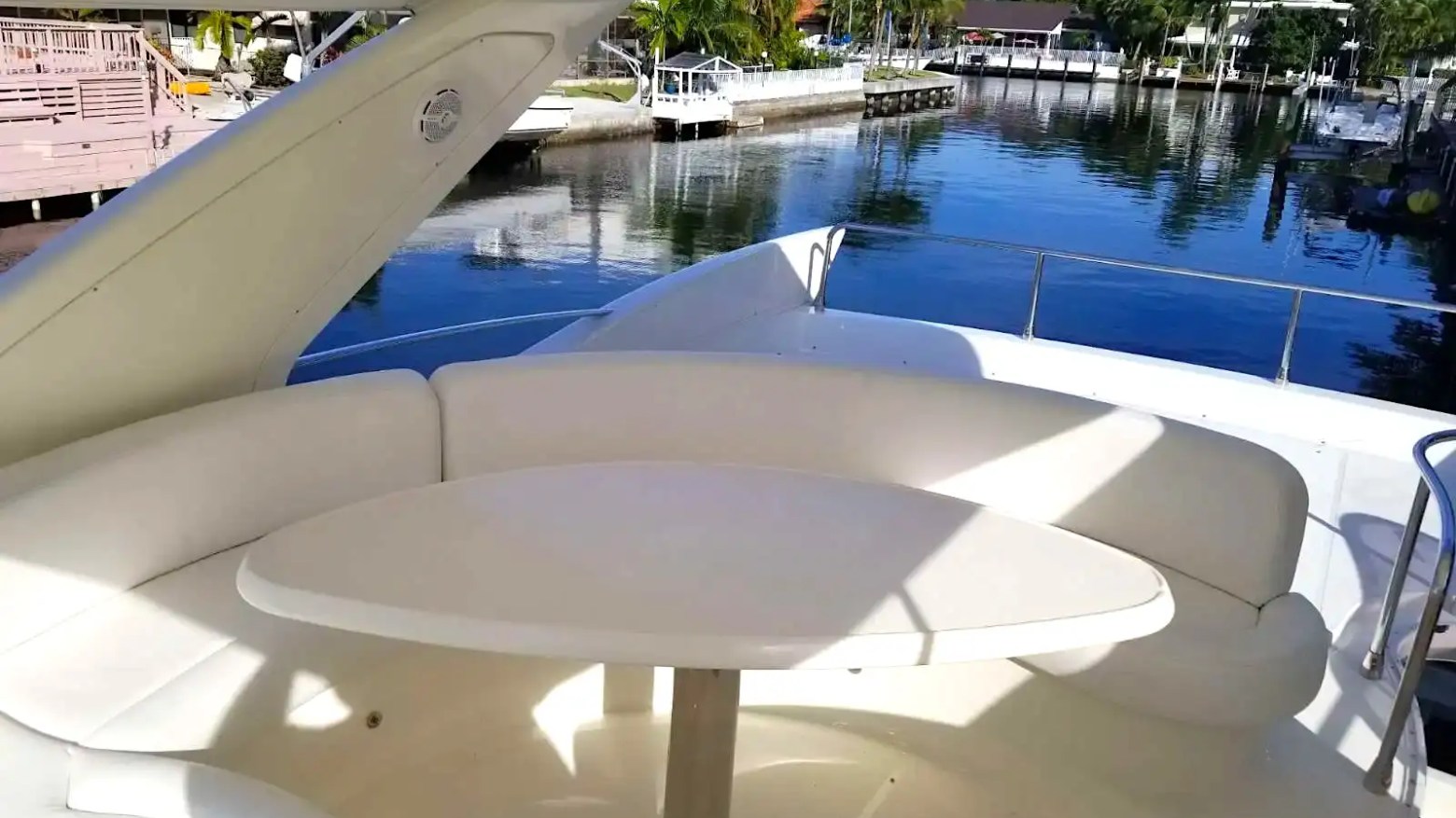 55ft Azimut yacht Key Biscayne cockpit dining table