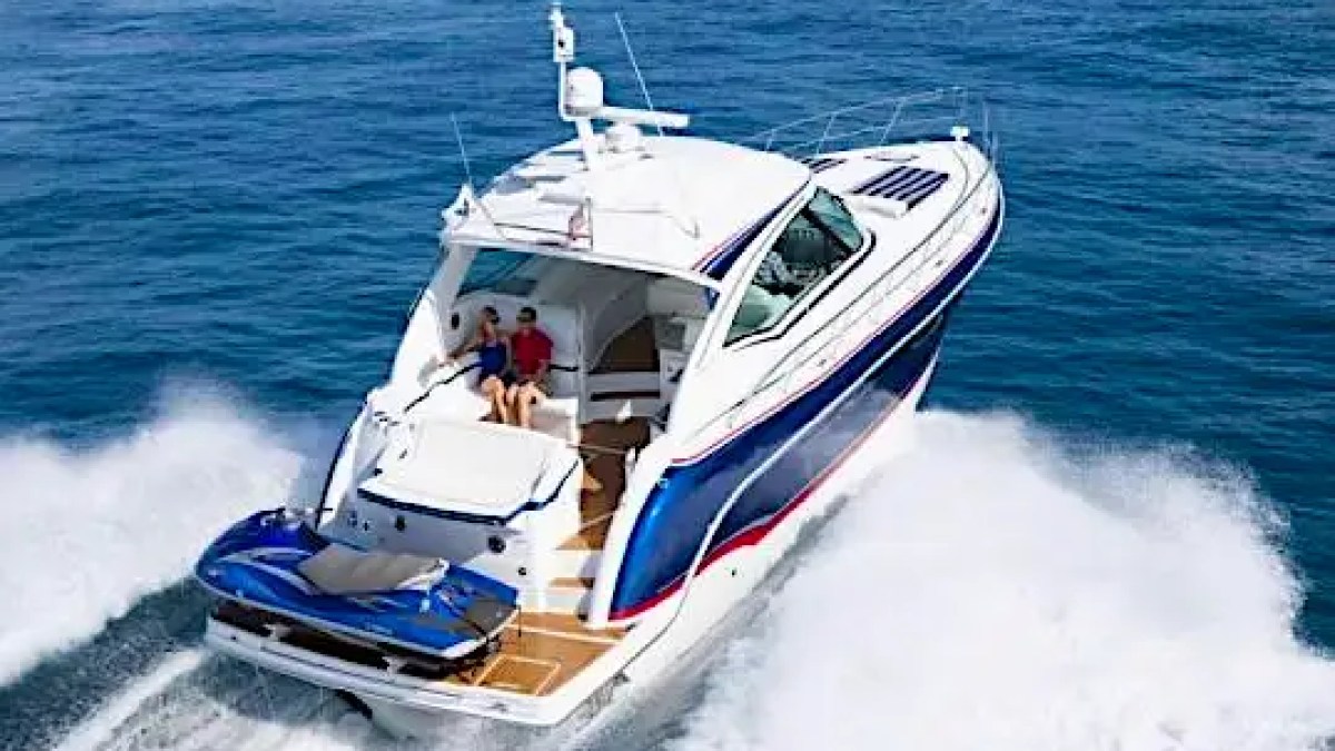 Aerial drone view of 48′ Formula Miami