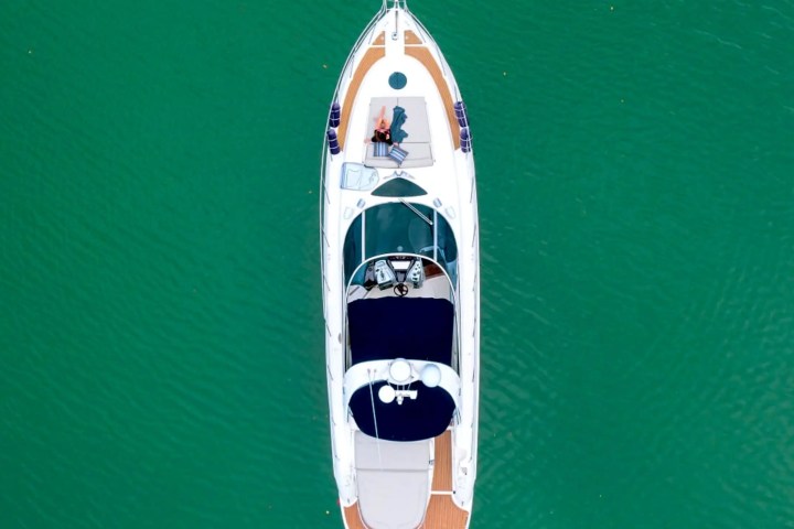 50′ Cranchi flybridge lounge Key Biscayne