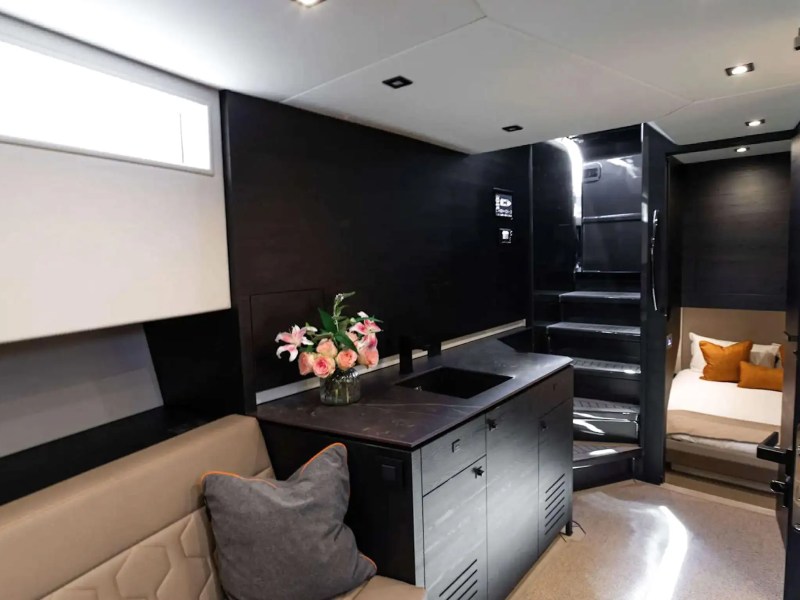 58′ Vanquish yacht interior salon