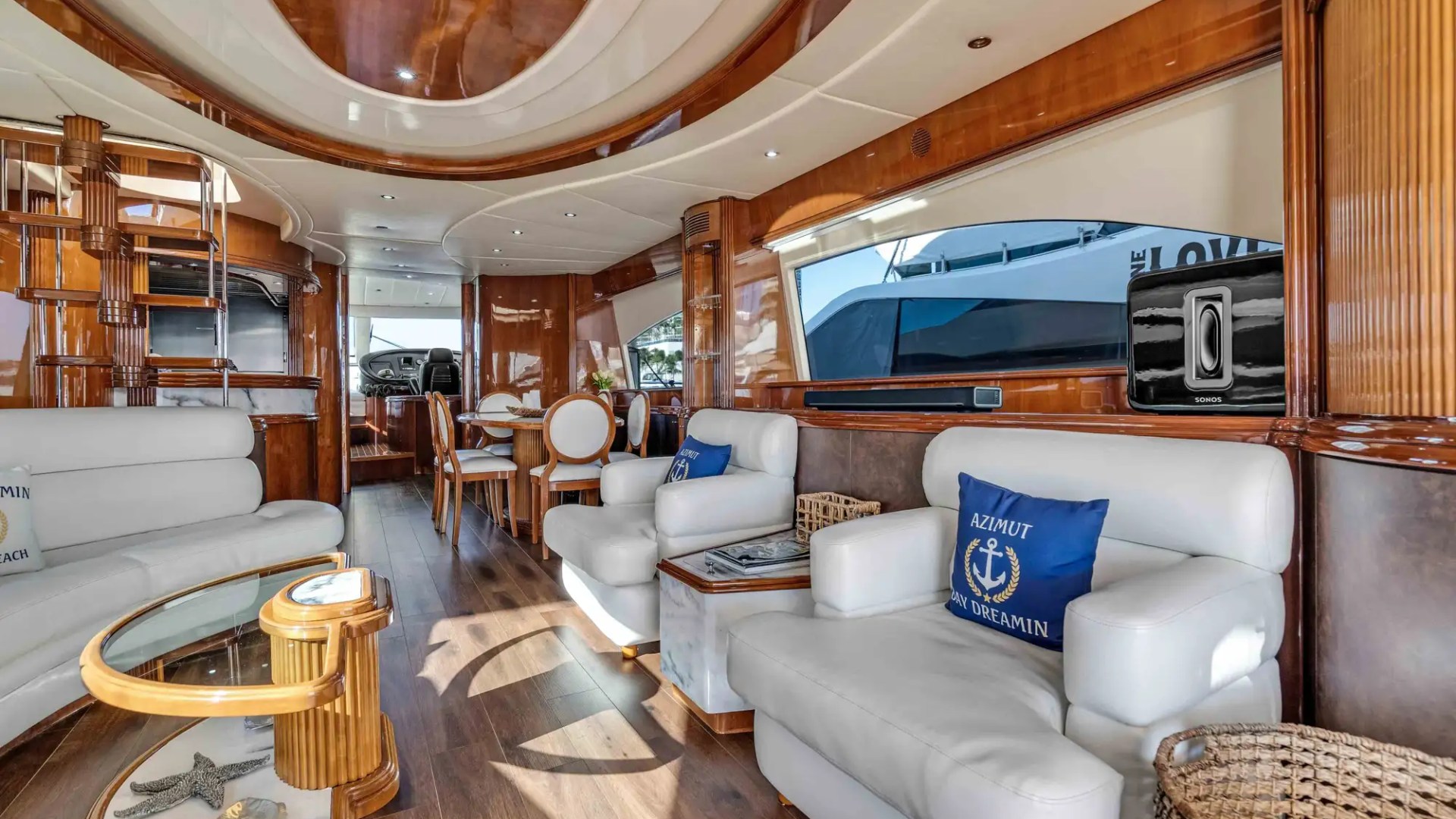 90' Azimut yacht charter luxury salon interior seating Miami Beach