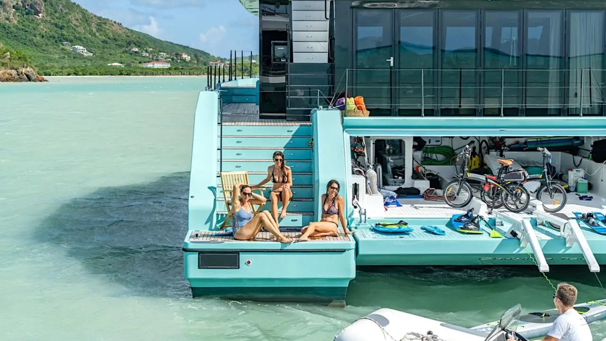 70' Sunreef yacht charter swim platform lounge tender water toys