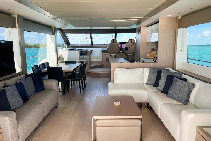 76′ Sunseeker main salon interior Nassau