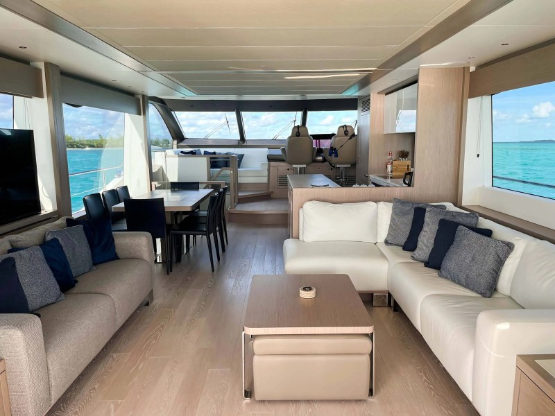 76′ Sunseeker main salon interior Nassau