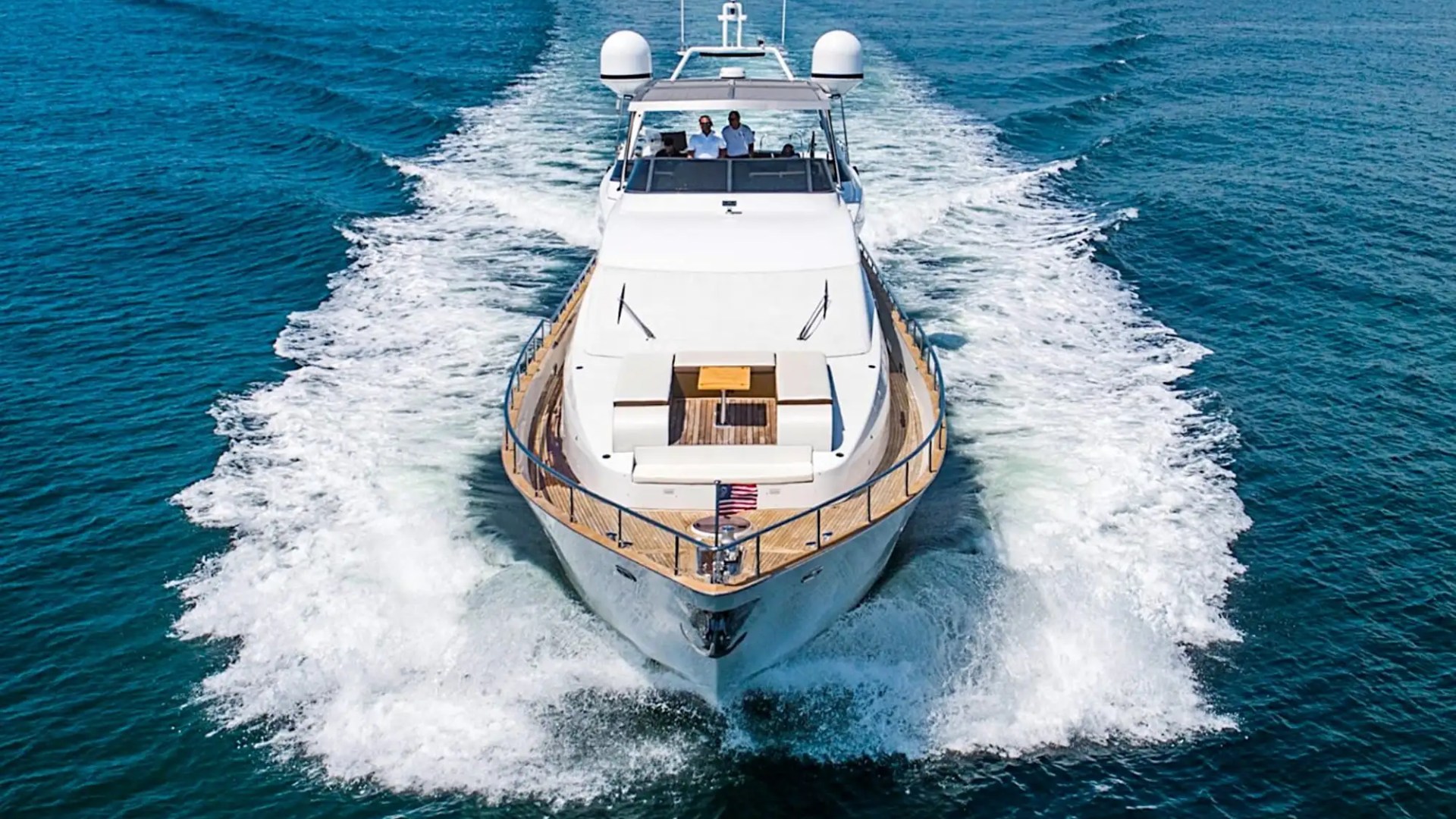 Top-down bow drone on 85′ Azimut Miami