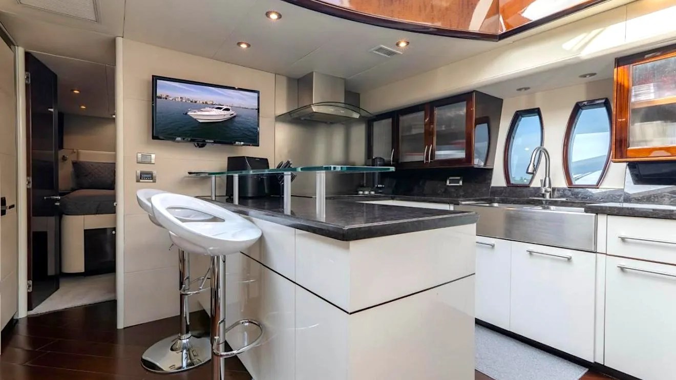 Galley appliance area on 80′ Lazzara Miami