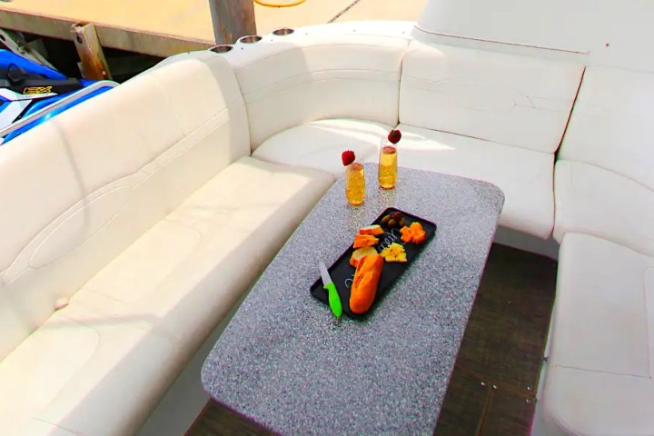 Aft dining-ready layout on 48′ Formula Miami
