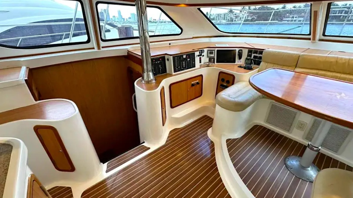 Climate control panel inside cabin on 52′ Africat Miami