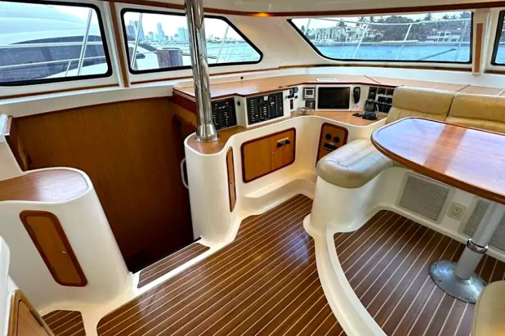 Climate control panel inside cabin on 52′ Africat Miami