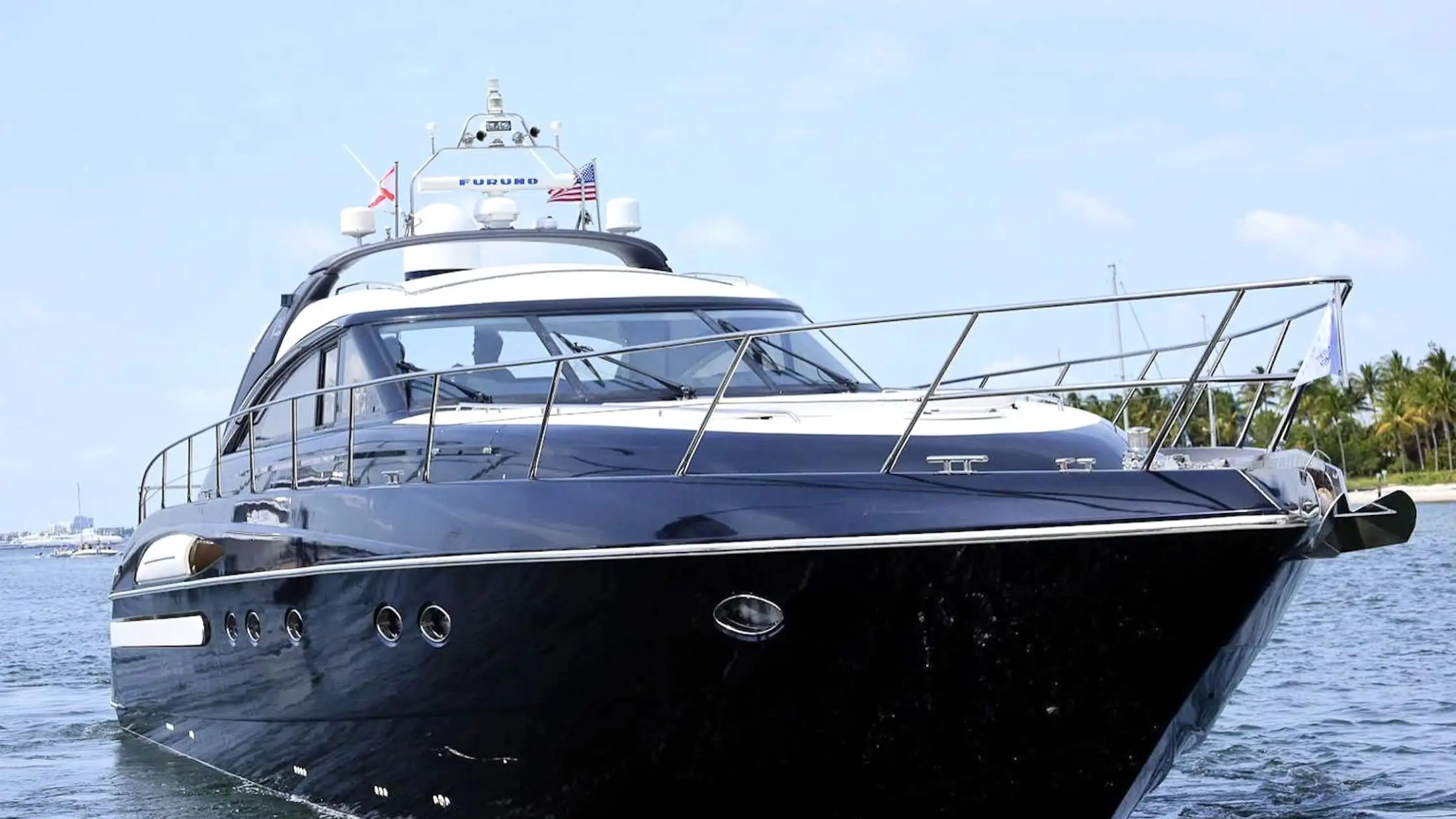 70' Princess luxury yacht charter cruising Miami Beach waters