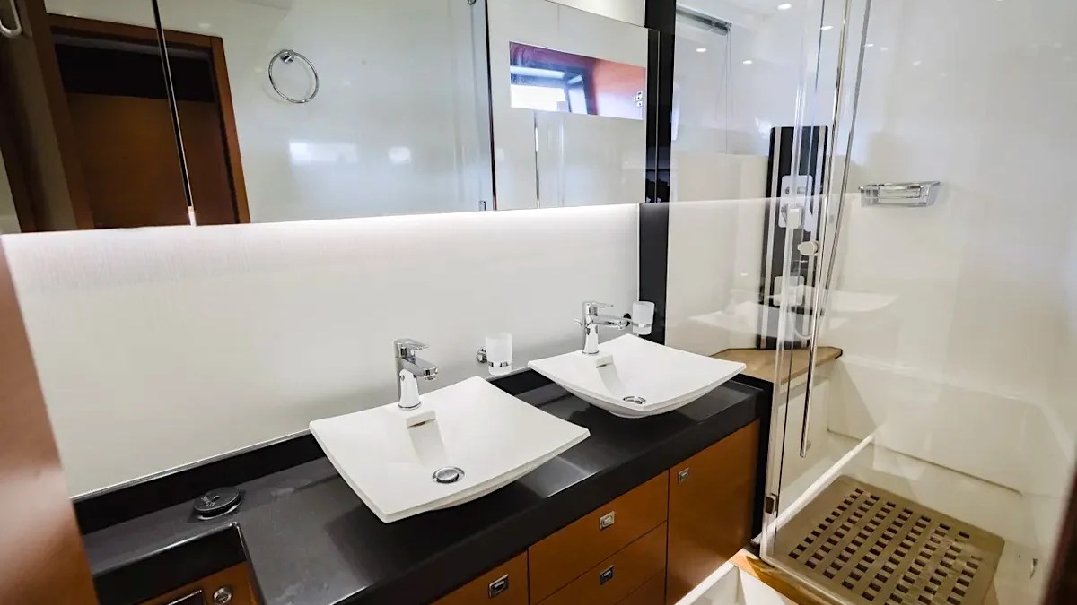 62′ Prestige yacht interior bathroom fixtures