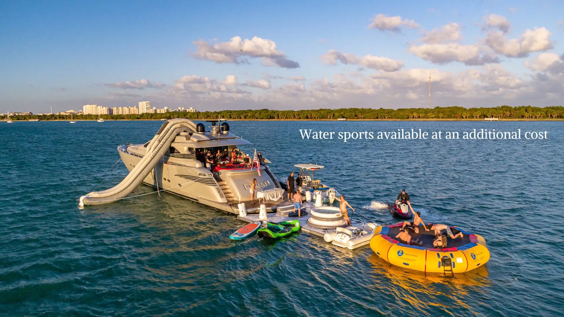 Aerial skyline horizon of 90′ Pershing Miami