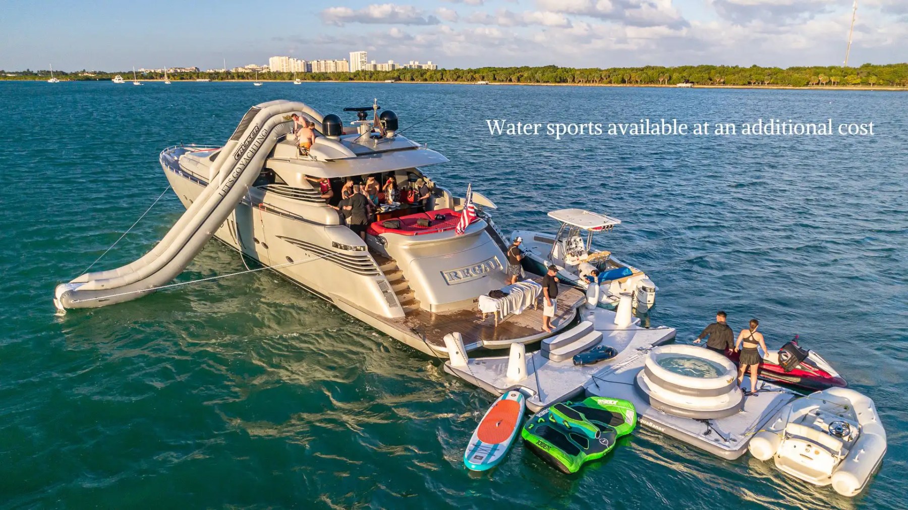 Aerial skyline horizon of 90′ Pershing Miami