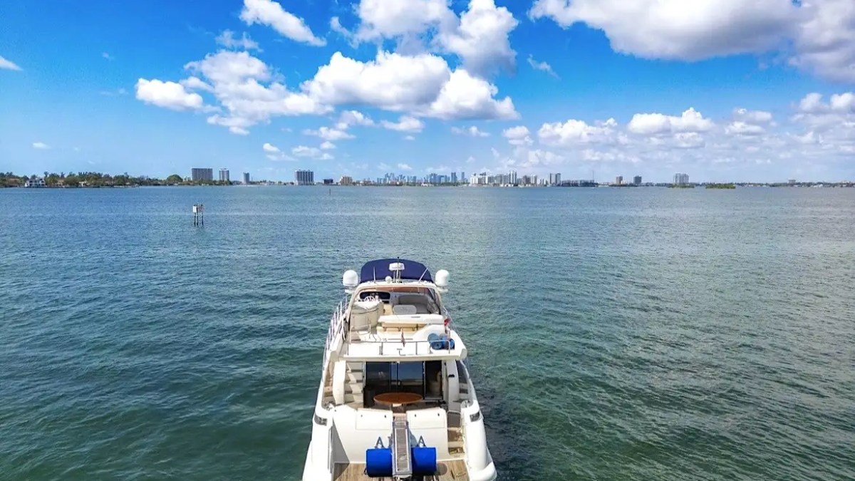 Aerial cruising pass on 70′ Azimut Miami