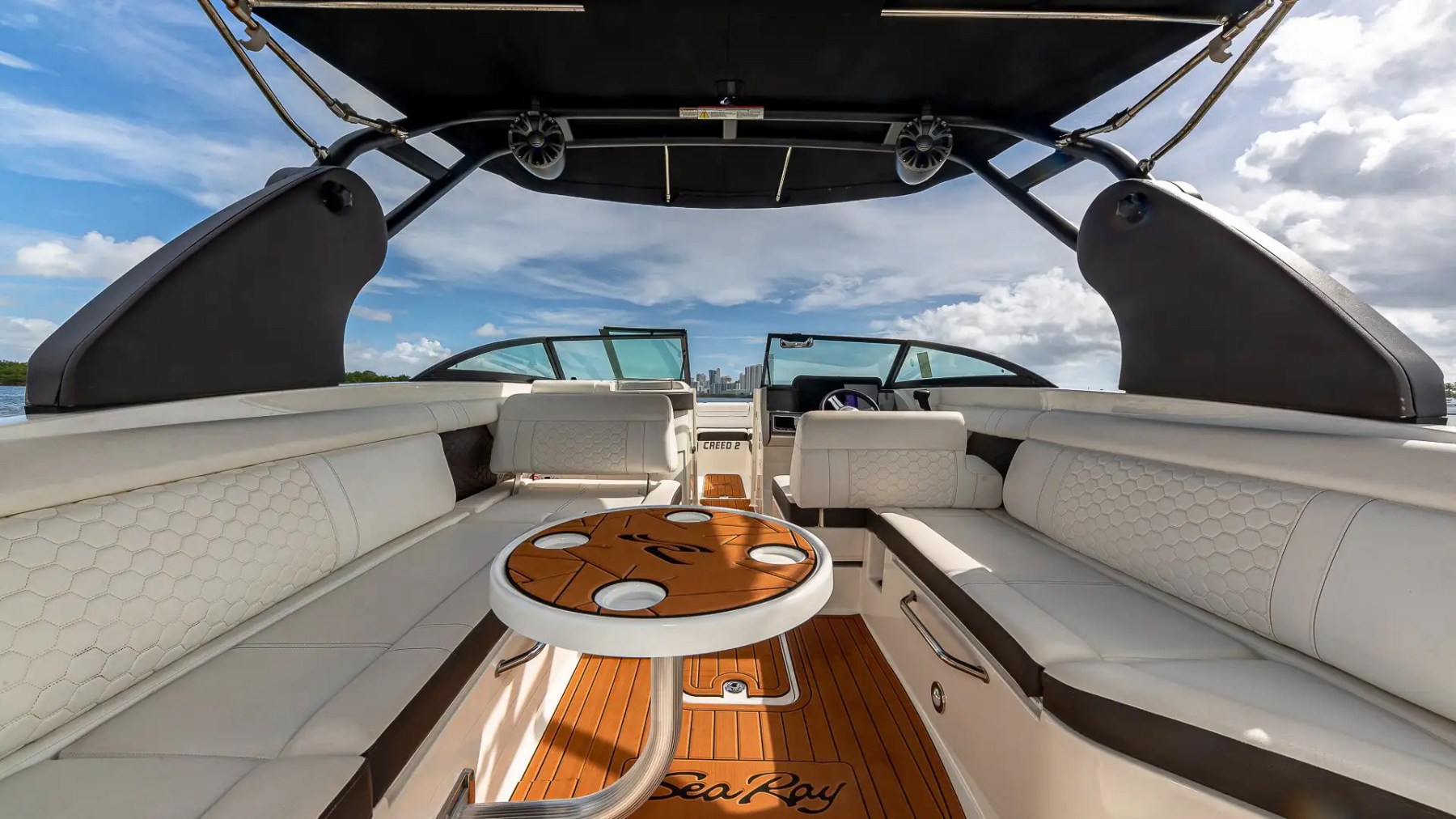 Bimini shade setup on 29′ Sea Ray Miami Beach